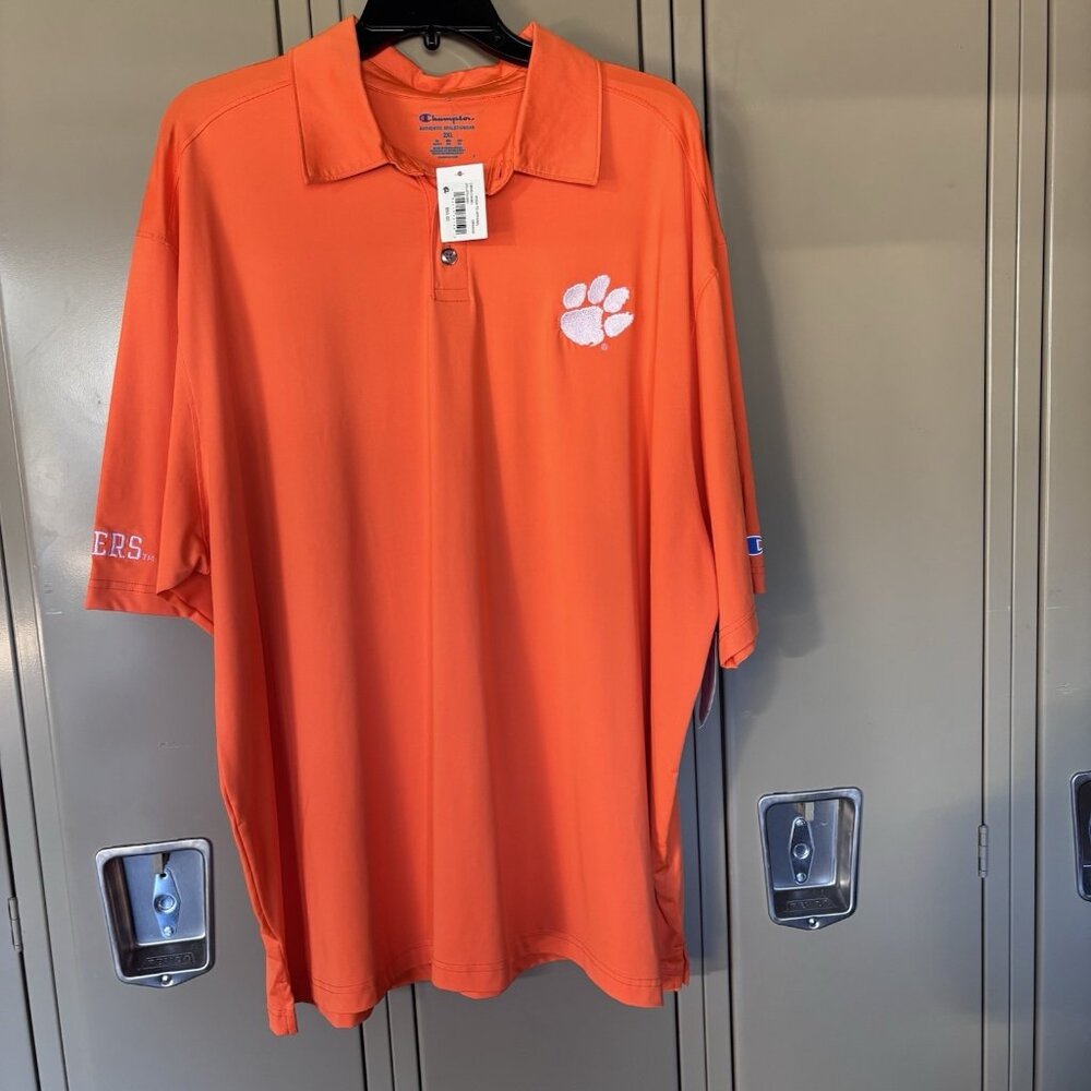Clemson Tigers Men's 2XL CHAMPION Golf Shirt TIGER PAW ON FRONT-Retail $55-NEW!